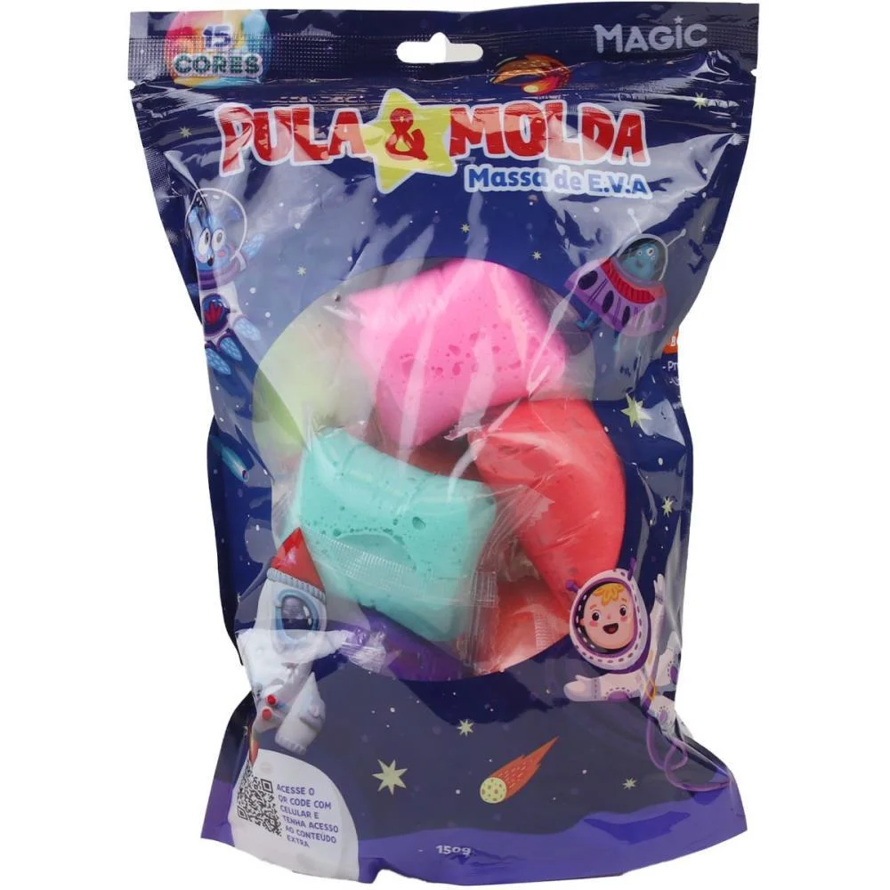 MASSA PARA MODELAR CRIATIVA PULA E MOLDA 150G ESPAÇO 15COR MAGIC KIDS (UNIDADE) - imagem 4