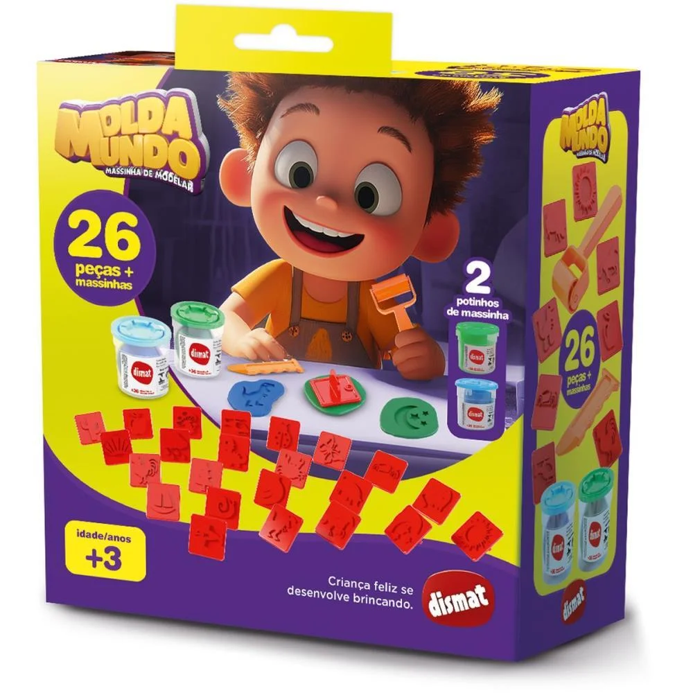 MASSA PARA MODELAR CRIATIVA MASINHA E CARIMBO MOLDA MUNDO DISMAT (UNIDADE) - imagem 3