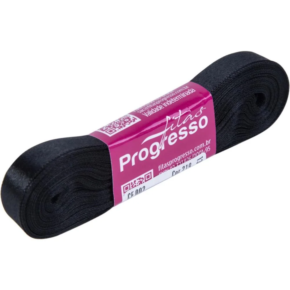 FITA DE CETIM 10MM 10M. PRETO 219 FITAS PROGRESSO (UNIDADE) - imagem 2