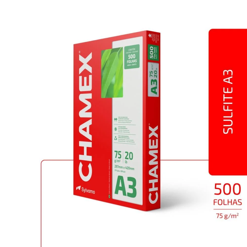 PAPEL SULFITE A3 CHAMEX 75G 500 FLS CHAMEX (PACOTE) - imagem 2