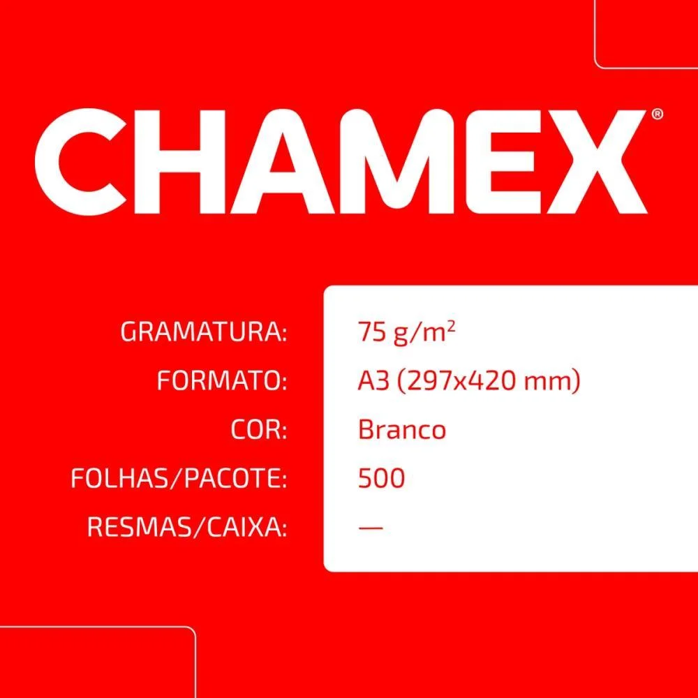 PAPEL SULFITE A3 CHAMEX 75G 500 FLS CHAMEX (PACOTE) - imagem 4