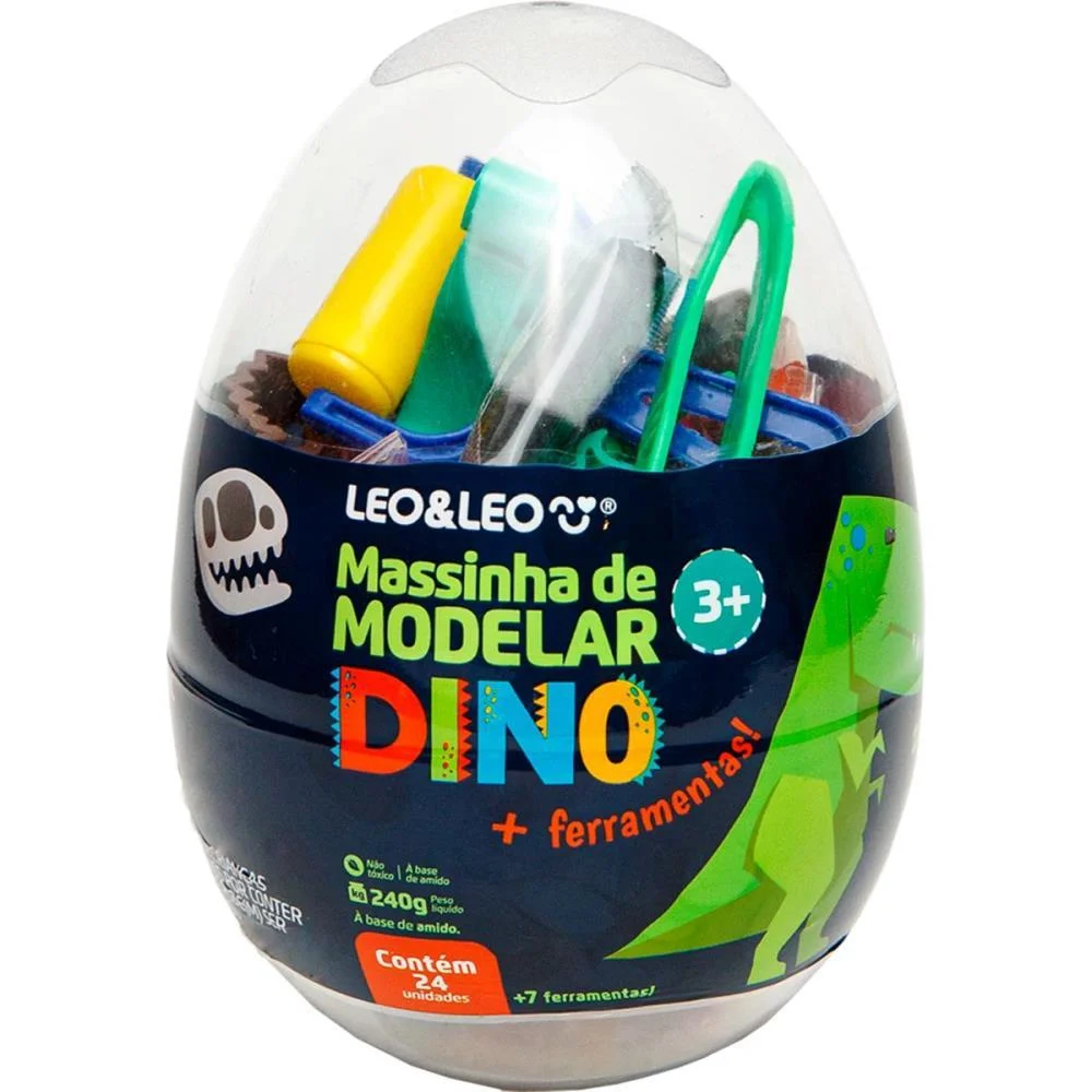 MASSA PARA MODELAR CRIATIVA DINO 24CORES + 7 PECAS LEONORA (KIT) - imagem 2