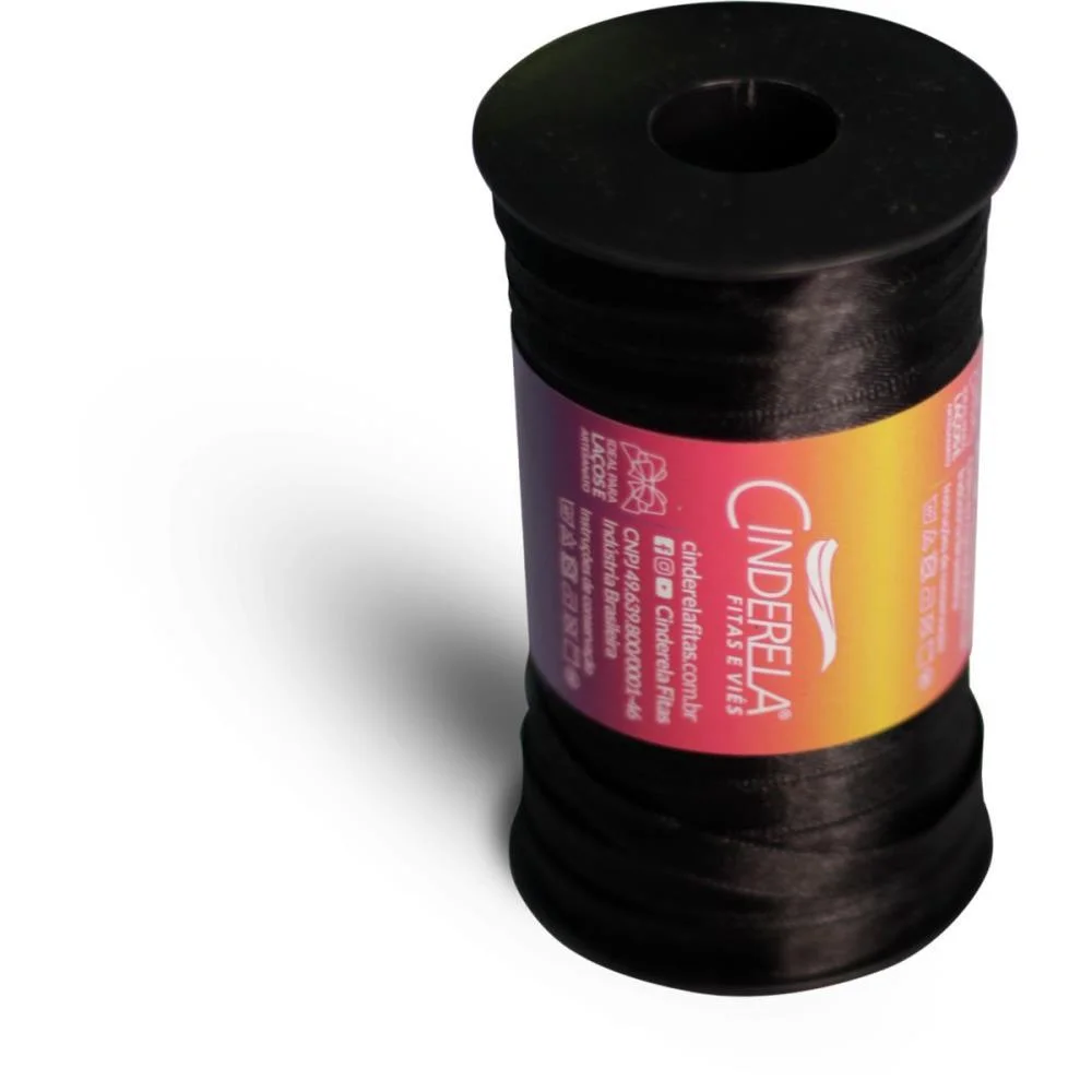 FITA DE CETIM 07MM 100M. PRETA CINDERELA (UNIDADE) - imagem 2