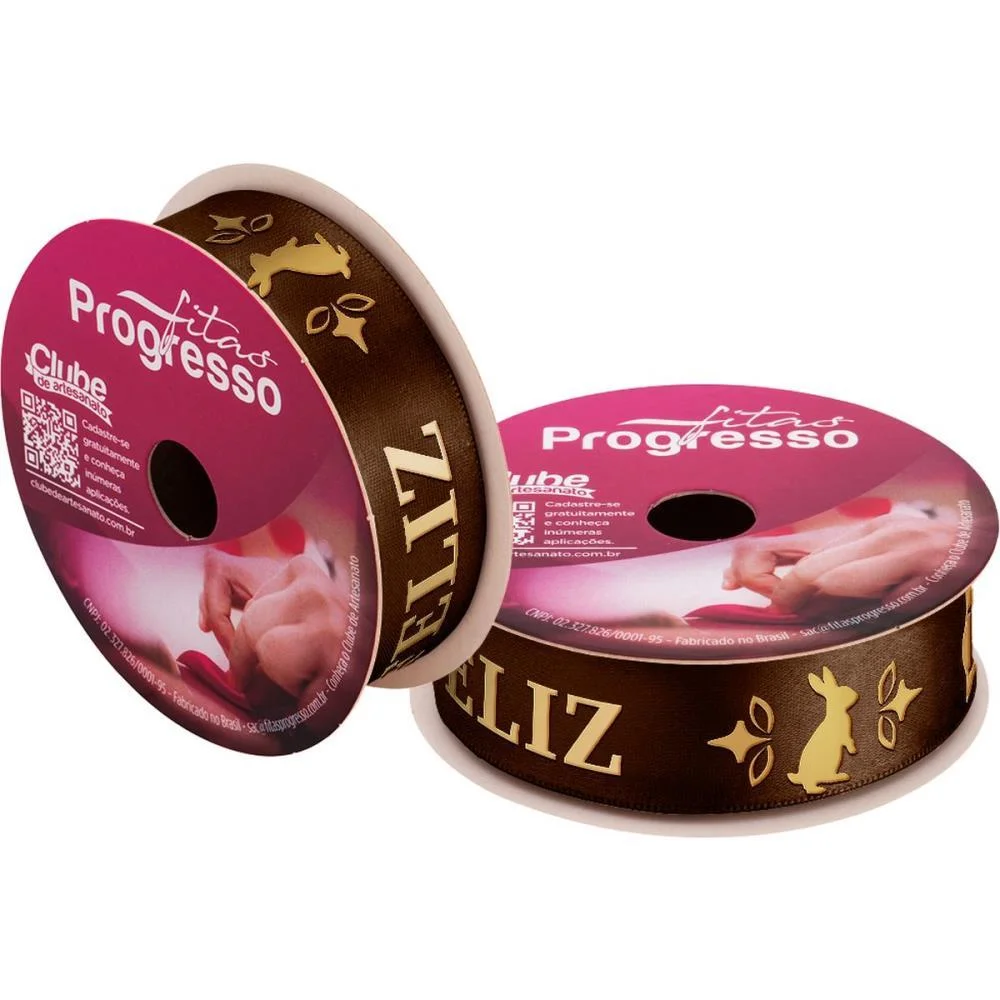 FITA DE CETIM PASCOA 22MM 10M. FELIZ PASCOA RELEVO FITAS PROGRESSO (UNIDADE) - imagem 3