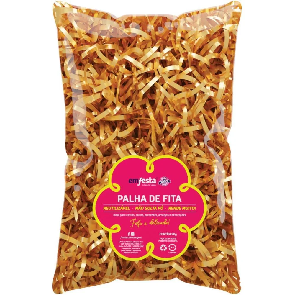 PALHA PARA DECORACAO BOPP DOURADO 50G. EMFESTA (PACOTE) - imagem 3