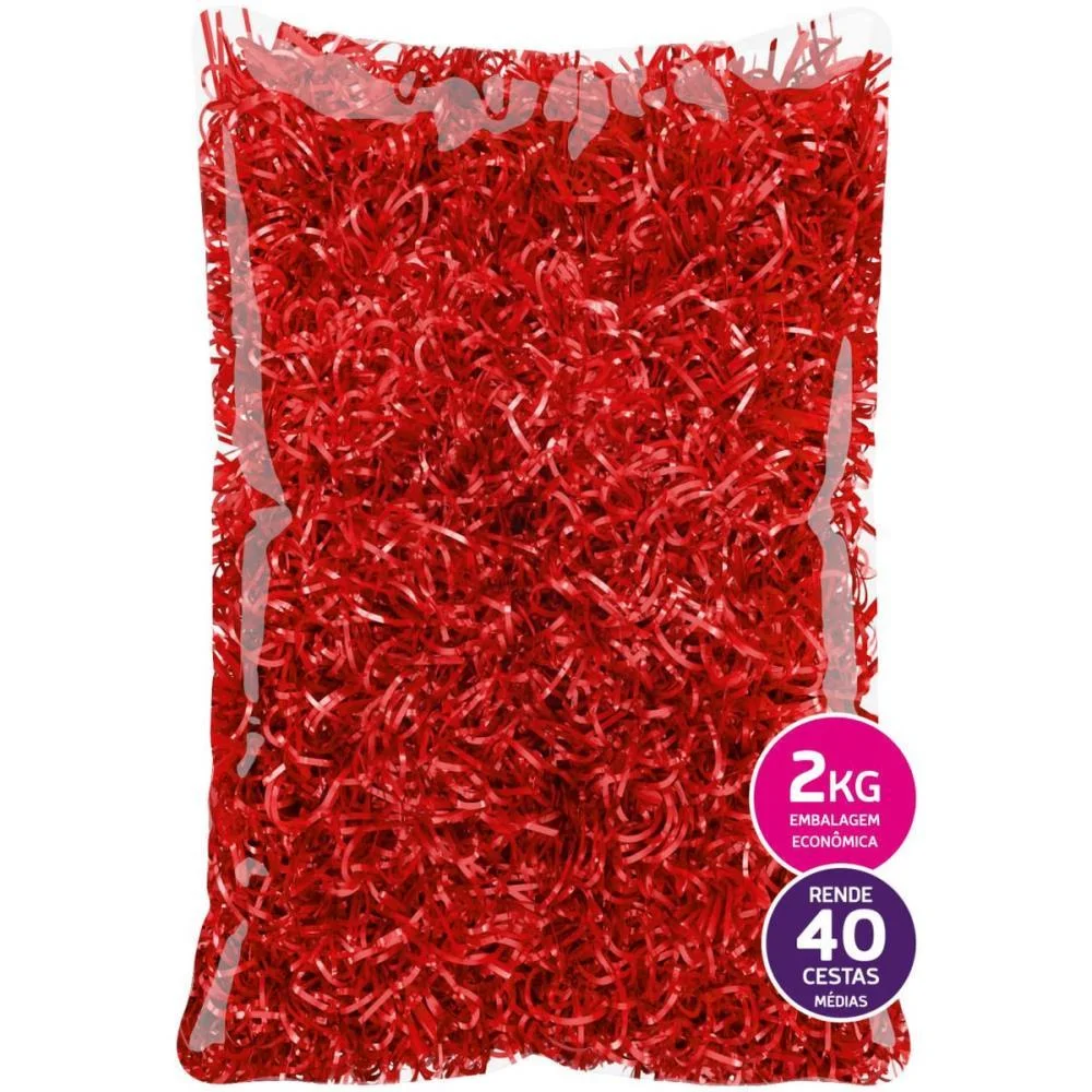 PALHA PARA DECORACAO BOOP VERMELHA 2KG. EMFESTA (PACOTE) - imagem 2