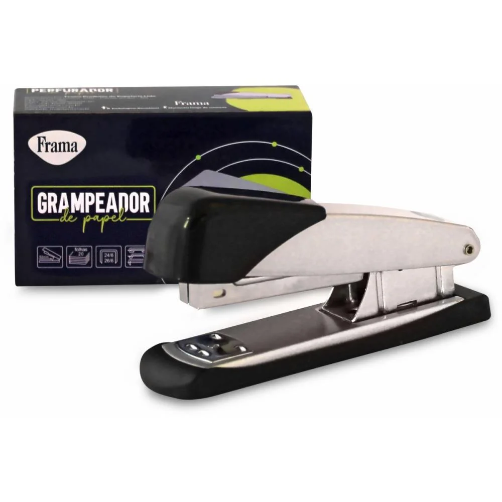 GRAMPEADOR METAL P/20FLS 26/06 PRATA PEQ.12CM FRAMA (UNIDADE) - imagem 3