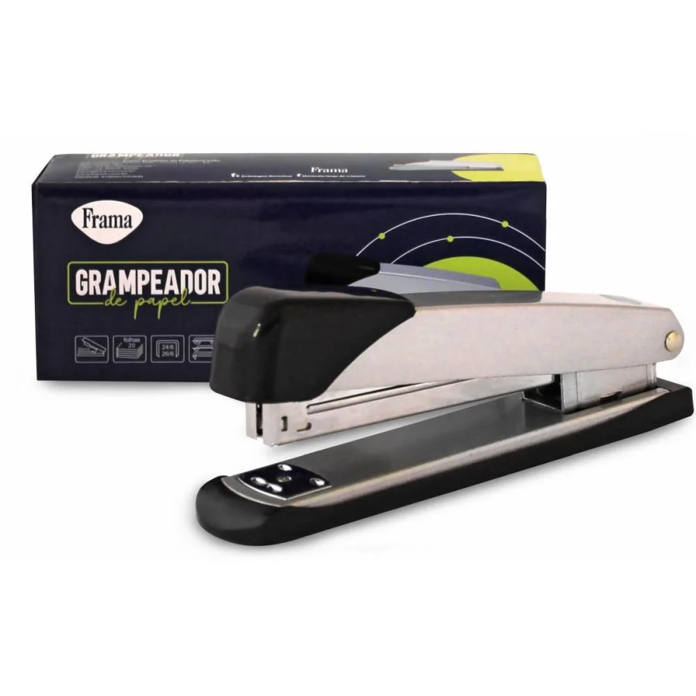GRAMPEADOR METAL P/20FLS 26/06 PRATA MED.15,8CM FRAMA (UNIDADE) - imagem 3