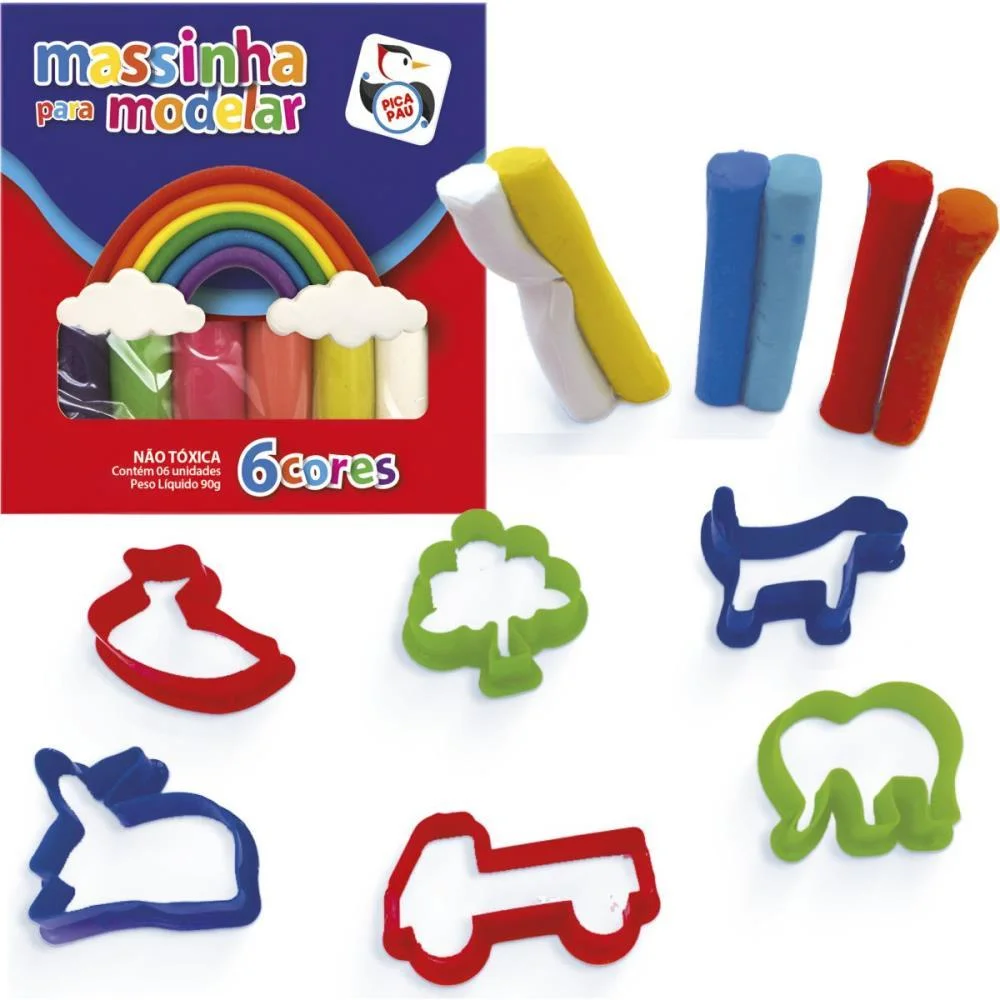MASSA PARA MODELAR CRIATIVA FAZENDINHA 6 CORES C/ACESSORIO PICA PAU (UNIDADE) - imagem 2