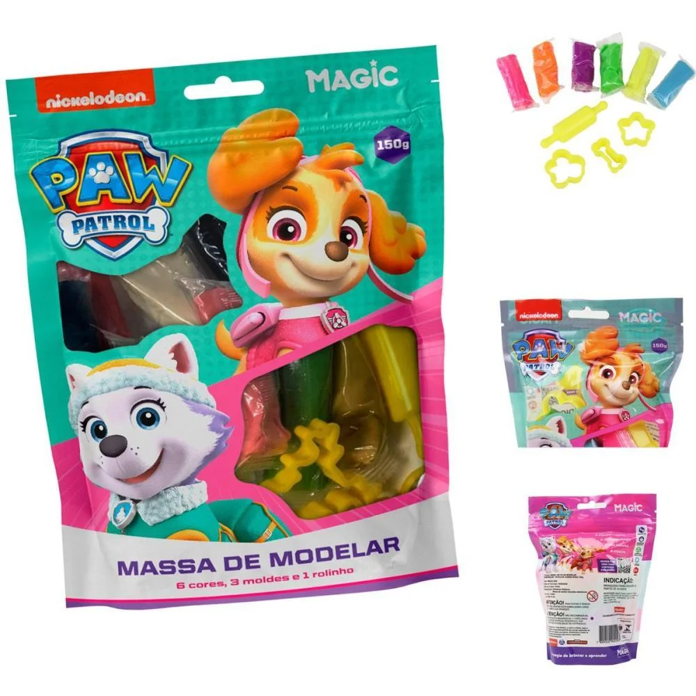 MASSA PARA MODELAR CRIATIVA P. CANINA SKYE 150G 6CORES 3MO MAGIC KIDS (UNIDADE) - imagem 3