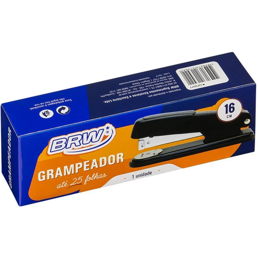GRAMPEADOR METAL P/25FLS 26/6 16CM PRETO BRW (UNIDADE) - imagem 3