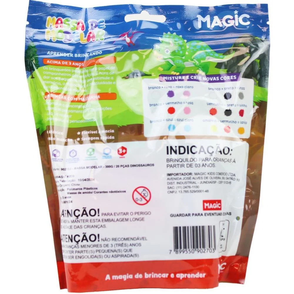 MASSA PARA MODELAR CRIATIVA DINO 300G COM 12CORES/6MOLDES MAGIC KIDS (UNIDADE) - imagem 5