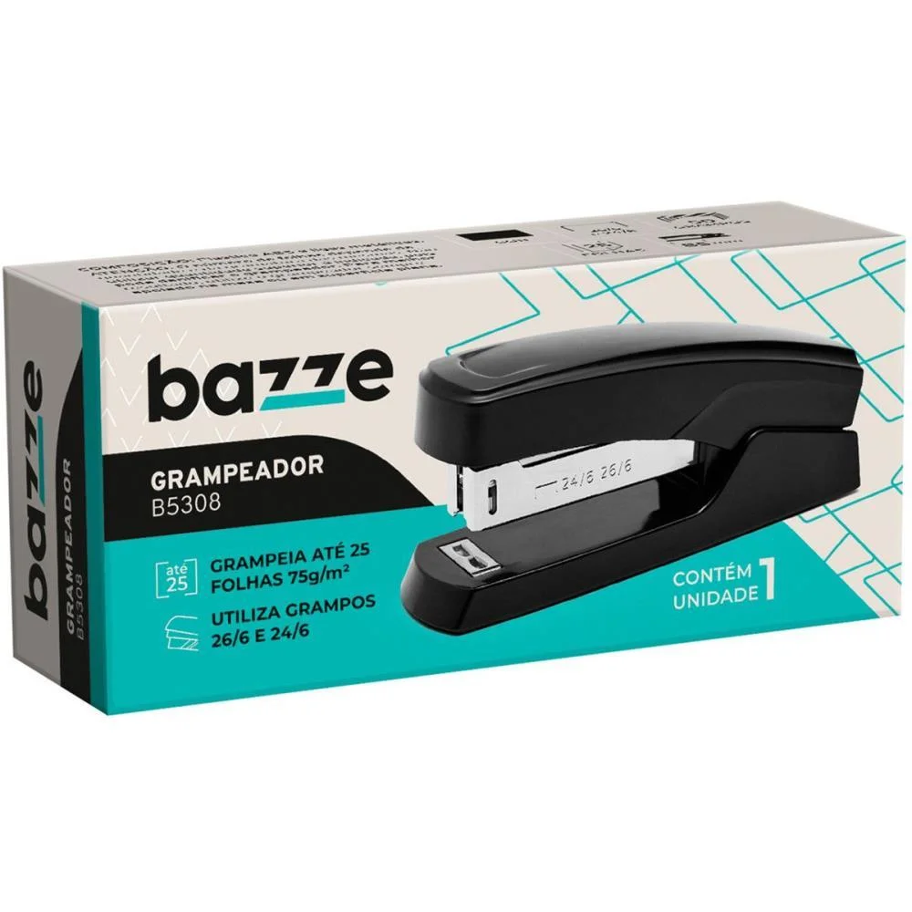 GRAMPEADOR PLASTICO BAZZE B5308 PRETO 26/6 P/25F. SUMMIT (UNIDADE) - imagem 3