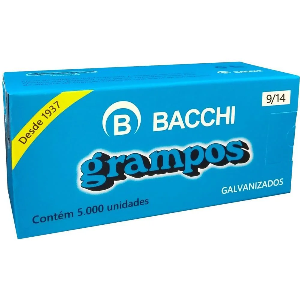 GRAMPO PARA GRAMPEADOR 9/14 GALVANIZADO 5000 GRAMPOS BACCHI (CAIXA) - imagem 4