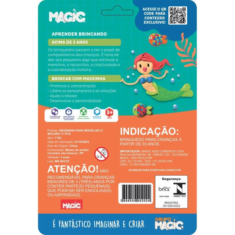 MASSA PARA MODELAR CRIATIVA OCEANO 11PCS MOLDE E BRINQUE MAGIC KIDS (UNIDADE) - imagem 4