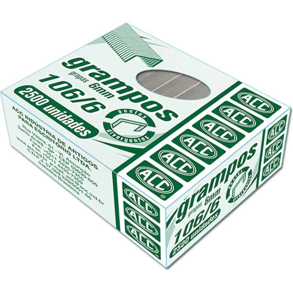 GRAMPO PARA GRAMPEADOR 106/6 GALVANIZADO 2500 GRAMPOS ACC (CAIXA) - imagem 4