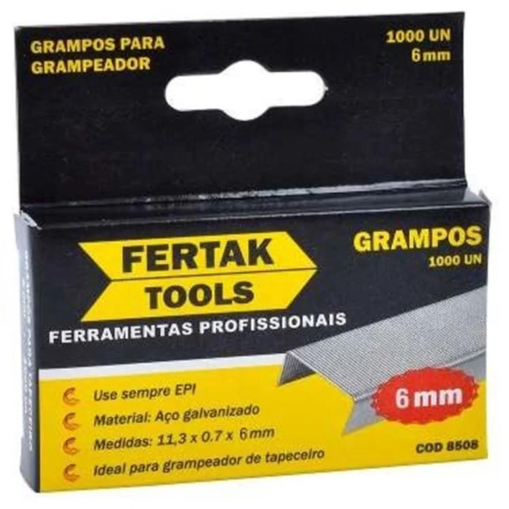 GRAMPO PARA GRAMPEADOR 6MM GALVAZINADO C/1000 GRAMPOS FERTAK (BLISTER) - imagem 2