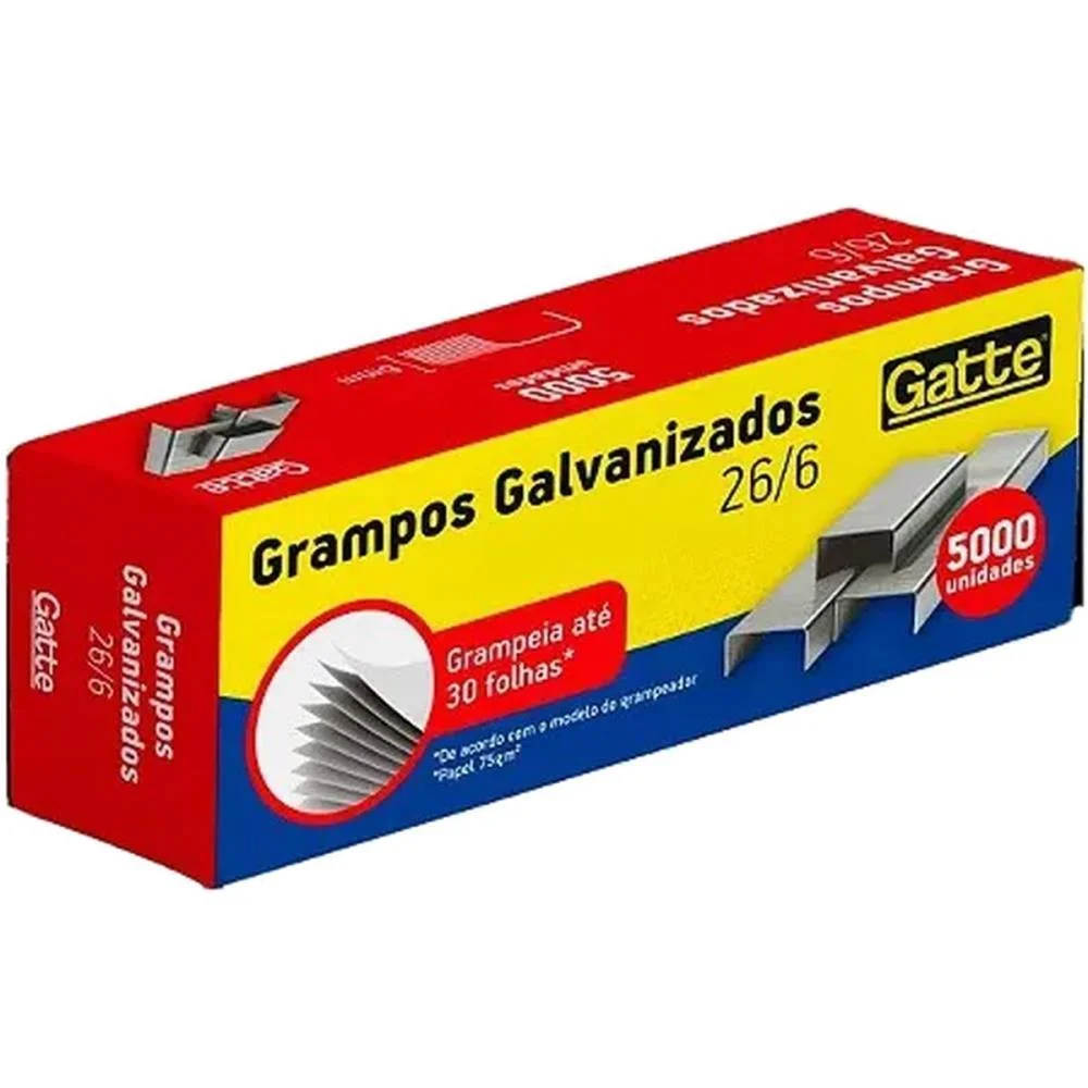 GRAMPO PARA GRAMPEADOR 26/6 GALVANIZADO 5000 GRAMPOS MAKE+ (CAIXA) - imagem 2