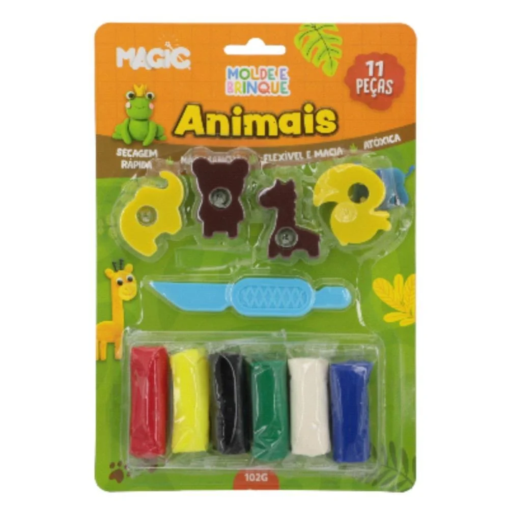 MASSA PARA MODELAR CRIATIVA ANIMAIS 11PCS MOLDE E BRINQUE MAGIC KIDS (UNIDADE) - imagem 3