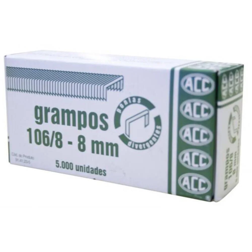 GRAMPO PARA GRAMPEADOR 106/8 GALVANIZADO 5000 GRAMPOS ACC (CAIXA) - imagem 2