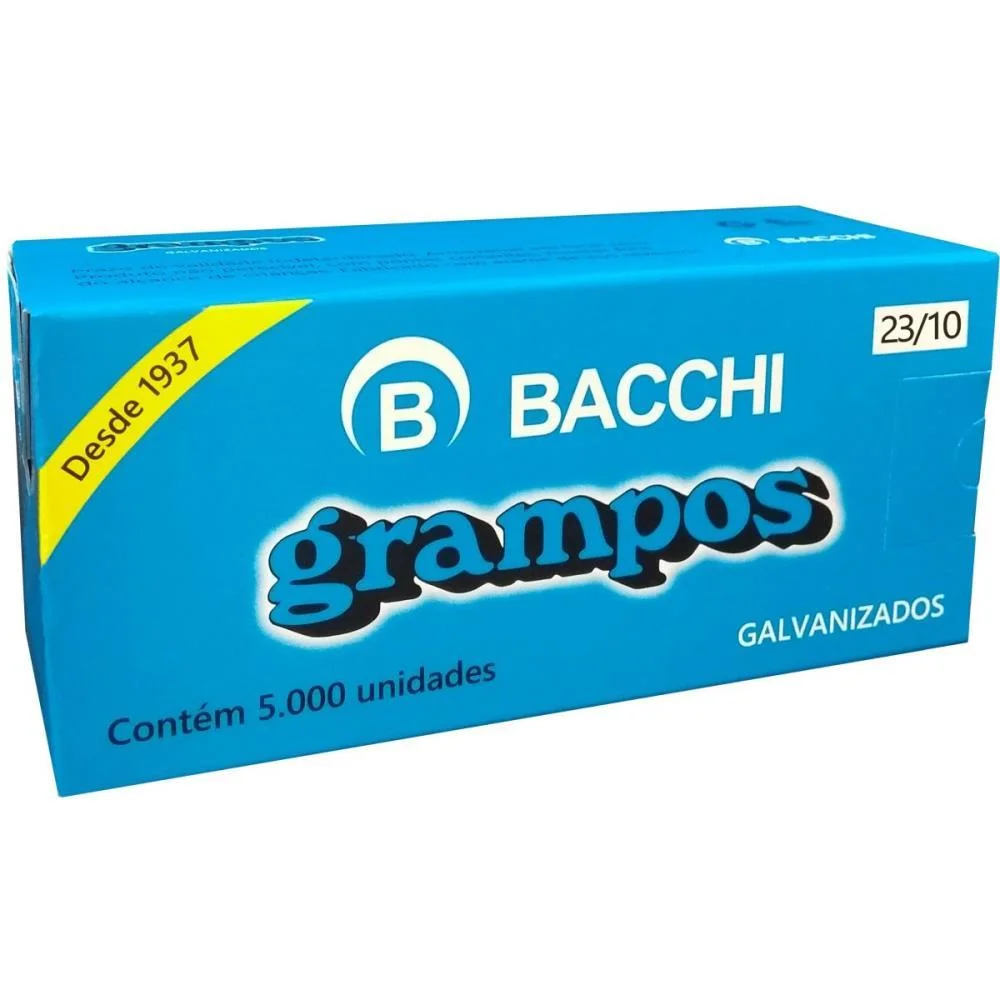 GRAMPO PARA GRAMPEADOR 23/10 GALVANIZADO 5000 GRAMPOS BACCHI (CAIXA) - imagem 4