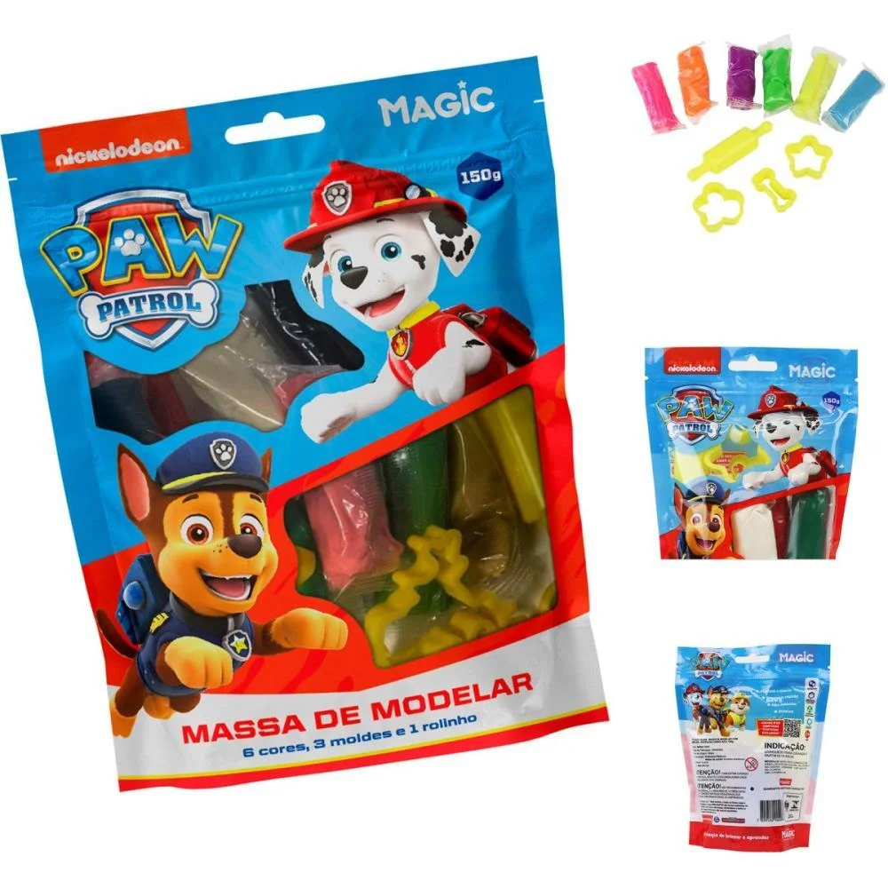 MASSA PARA MODELAR CRIATIVA P. CANINA CHASE 150G 6CORES 3M MAGIC KIDS (UNIDADE) - imagem 2