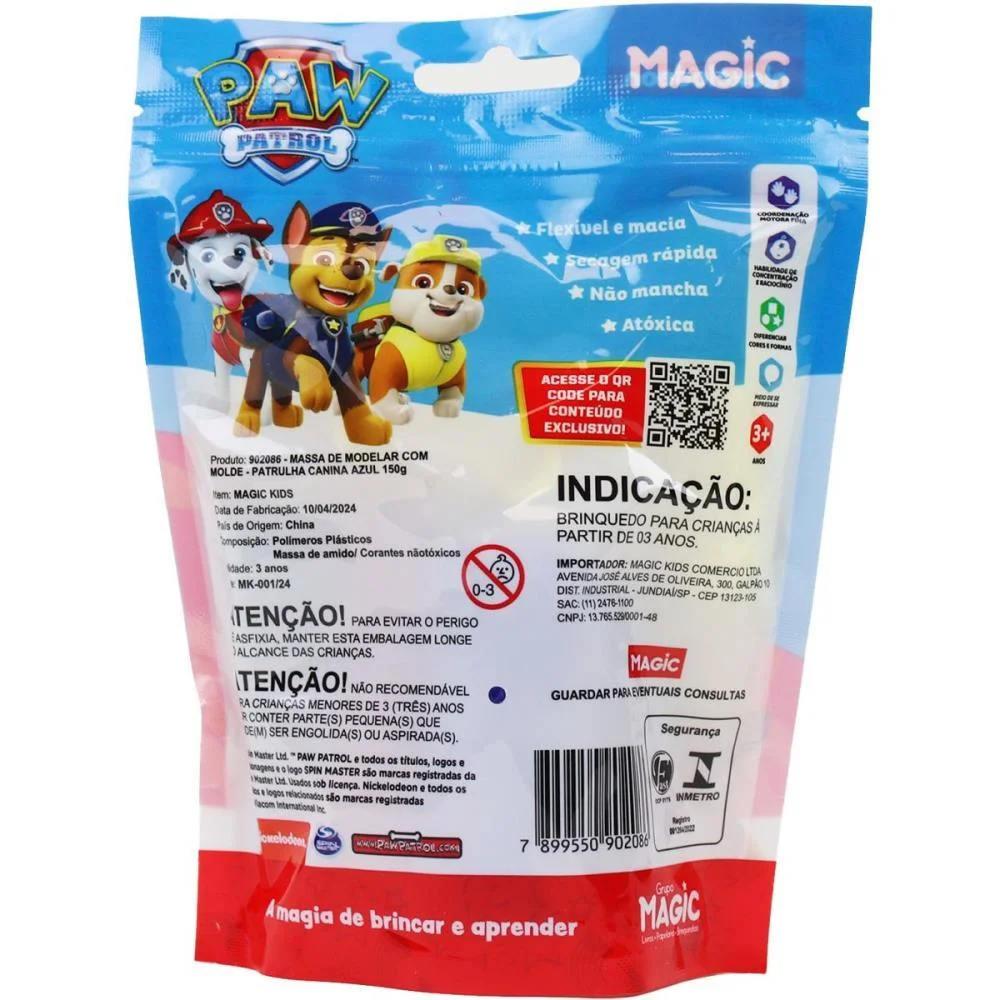 MASSA PARA MODELAR CRIATIVA P. CANINA CHASE 150G 6CORES 3M MAGIC KIDS (UNIDADE) - imagem 4