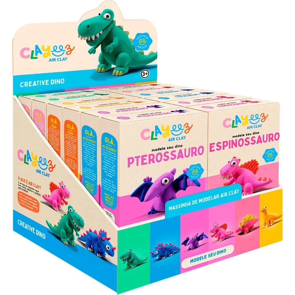 MASSA PARA MODELAR CRIATIVA CLAYEEZ CREATIVE DINO 38G (S) DOCE BRINQUEDO (DP.C/12) - imagem 9
