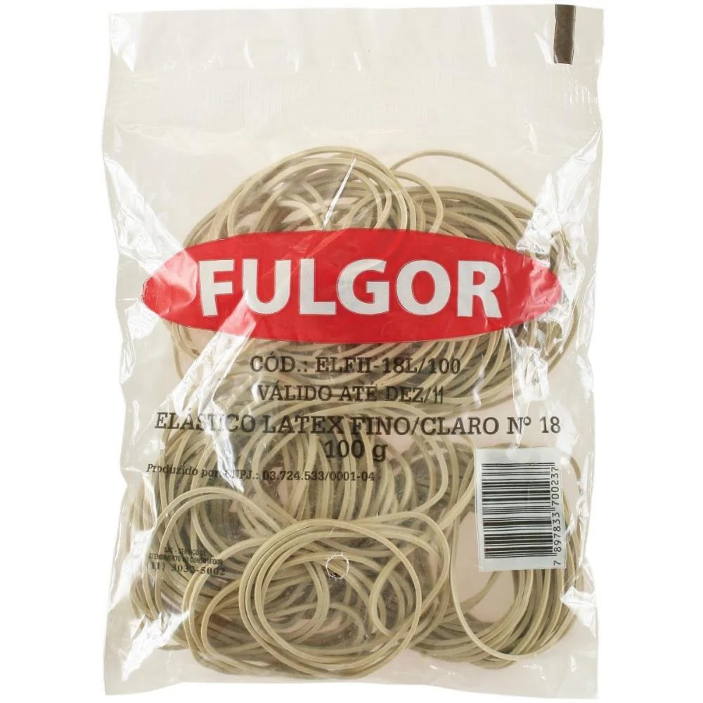 ELASTICO LATEX FINO/CLARO N.18 100G FULGOR (PACOTE) - imagem 2