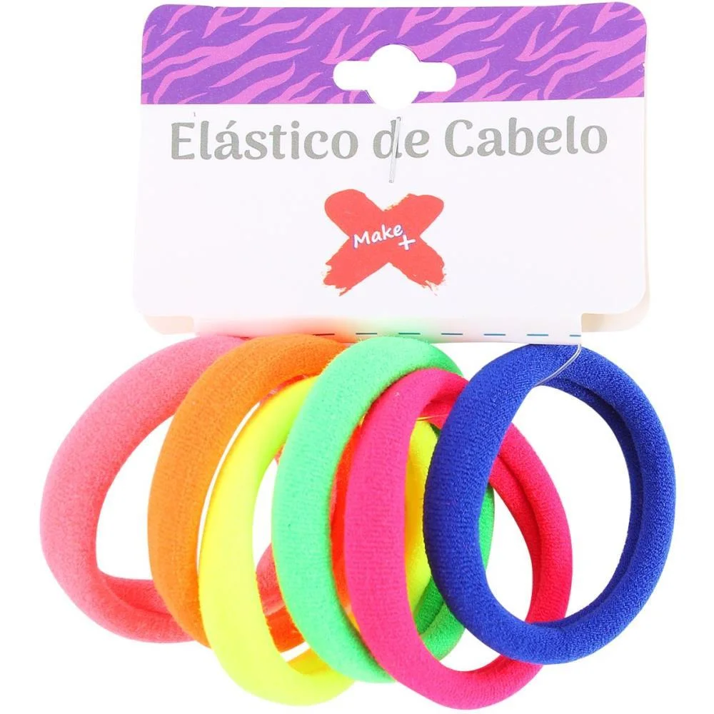 ACESSORIO PARA CABELO ELASTICO COLORIDO 3CM BL.C/6UN MAKE+ (PCT.C/12) - imagem 2