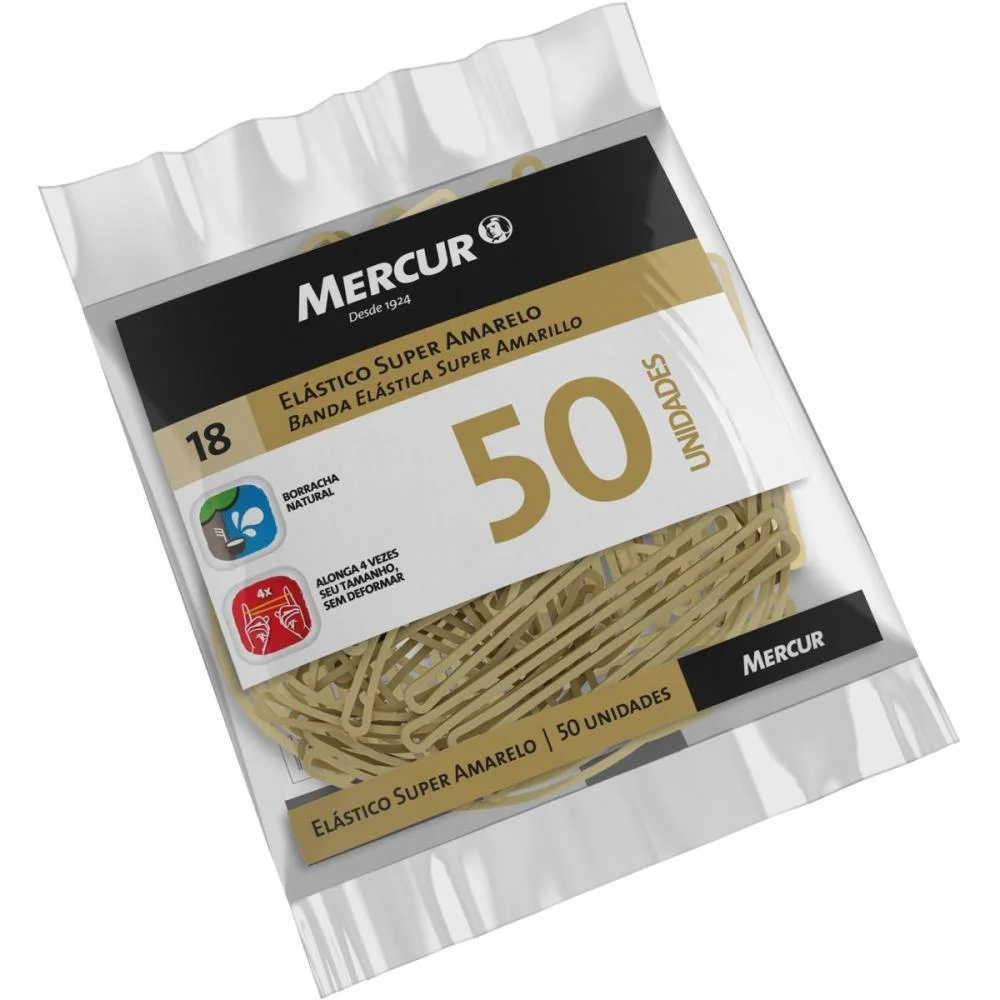 ELASTICO AMARELO N.18 SUPER N.18 35GR. 50PECAS MERCUR (PACOTE) - imagem 3