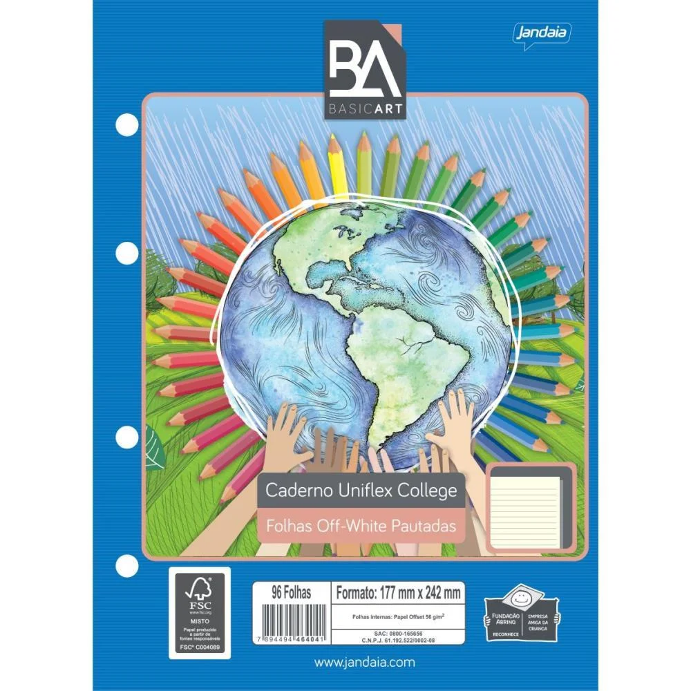 BLOCO PARA FICHARIO COLEGIAL UNIFLEX OFF WHITE 80FLS. JANDAIA (PACOTE) - imagem 3