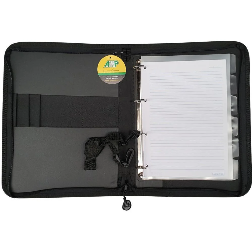 FICHARIO COM ZIPER TEEN UNIVERSITARIO PRETO ACP (UNIDADE) - imagem 4