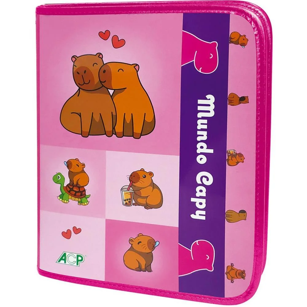 FICHARIO COM ZIPER MUNDO CAPY C/DIV+BLOCO 96FLS ACP (UNIDADE) - imagem 2
