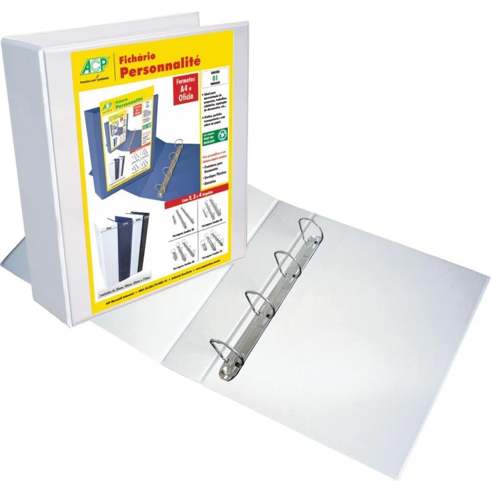 FICHARIO DE PVC PERSONALITE A4 75MM 4 ARG.BR ACP (UNIDADE) - imagem 3
