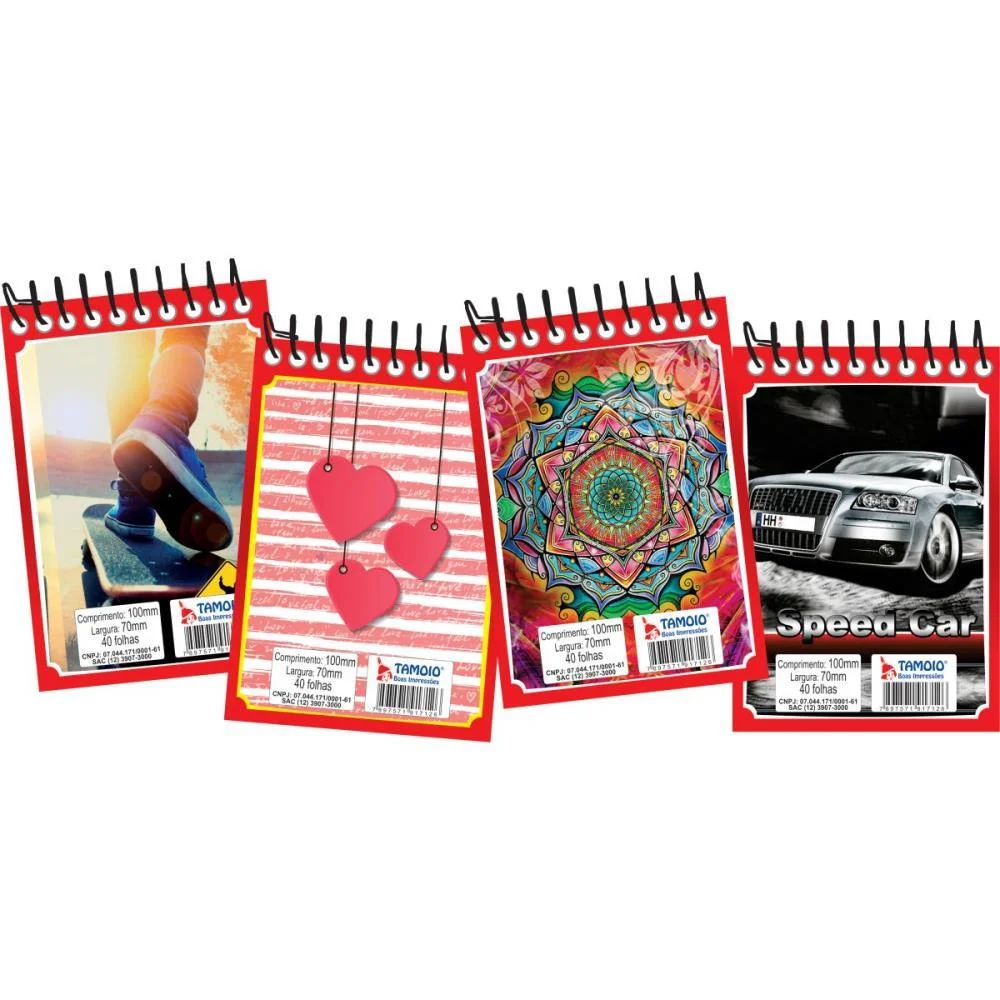 CADERNETA APONTAMENTO 1/16 ESPIRAL SORTIDOS 40FLS. TAMOIO (PCT.C/40) - imagem 3