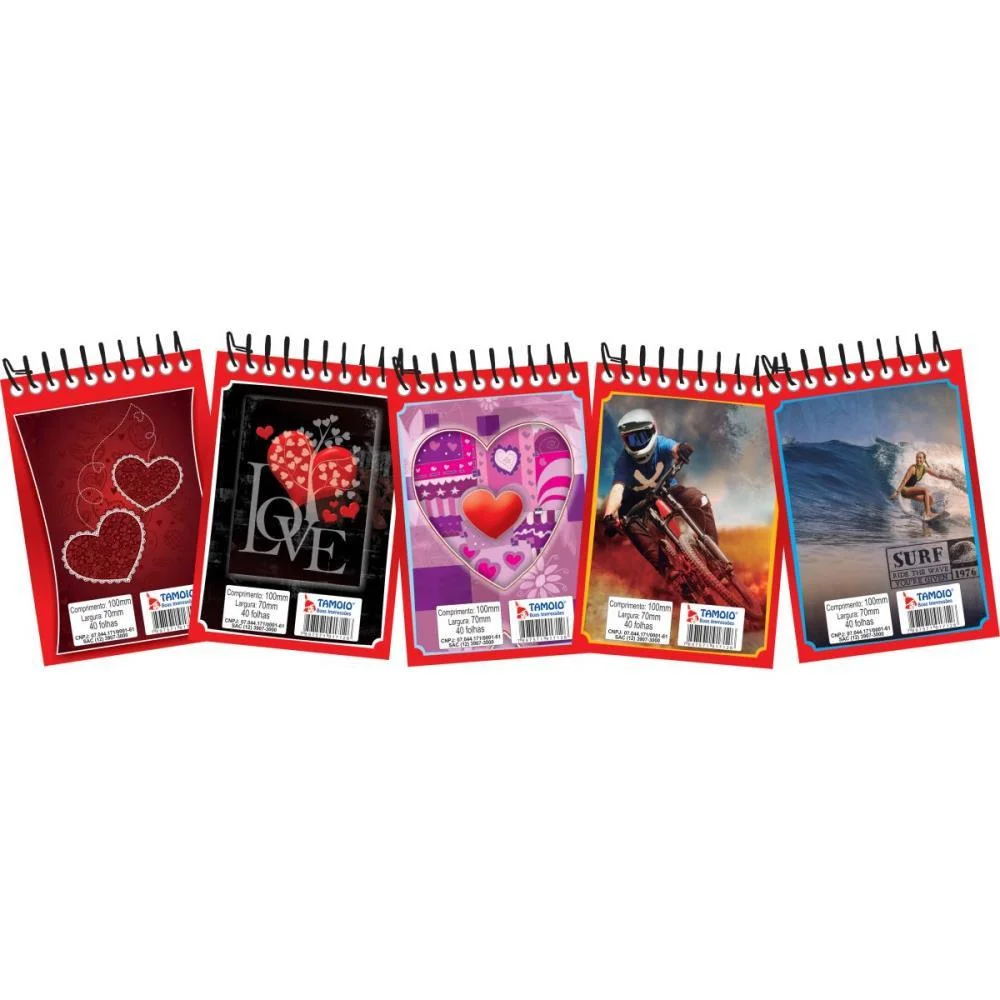 CADERNETA APONTAMENTO 1/16 ESPIRAL SORTIDOS 40FLS. TAMOIO (PCT.C/40) - imagem 5