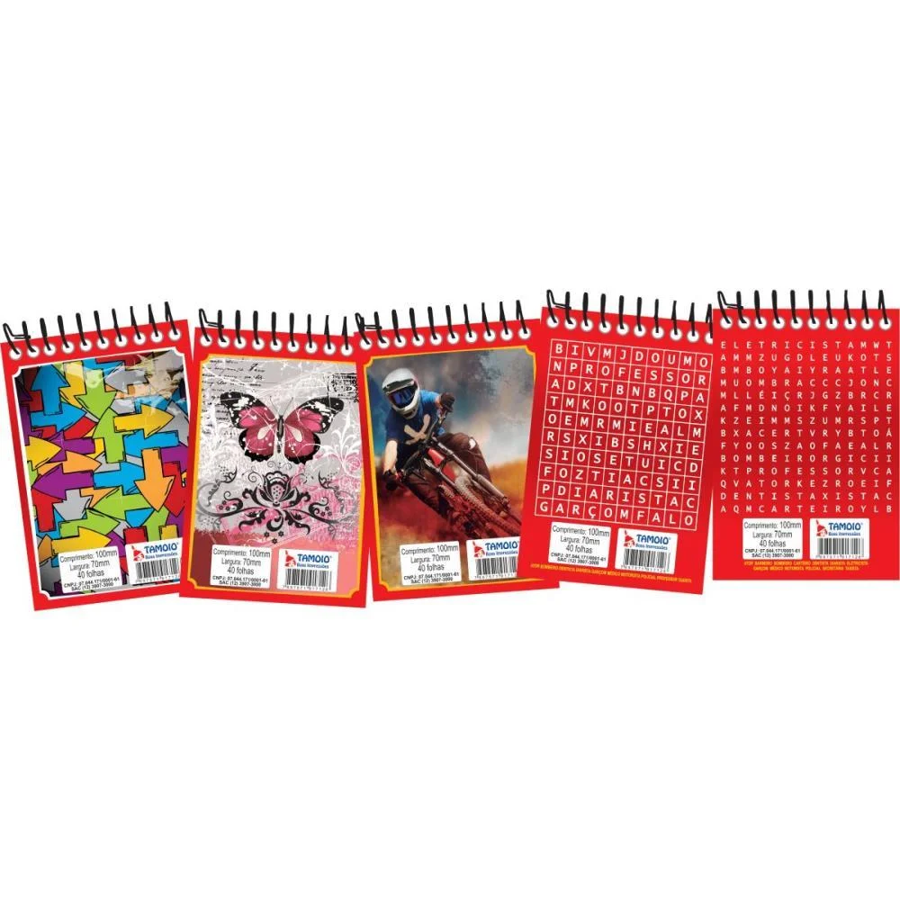CADERNETA APONTAMENTO 1/16 ESPIRAL SORTIDOS 40FLS. TAMOIO (PCT.C/40) - imagem 6