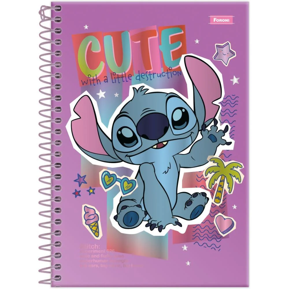 CADERNETA ESPIRAL CAPA DURA STITCH 1/8 80FLS FORONI (PCT.C/04) - imagem 3