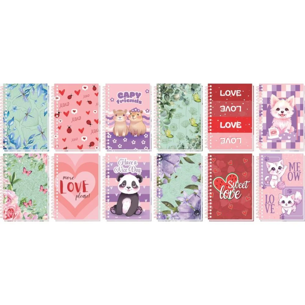 CADERNETA ESPIRAL CAPA DURA DECORADA 1/8 64F 12 MODELOS TAMOIO (PCT.C/05) - imagem 3