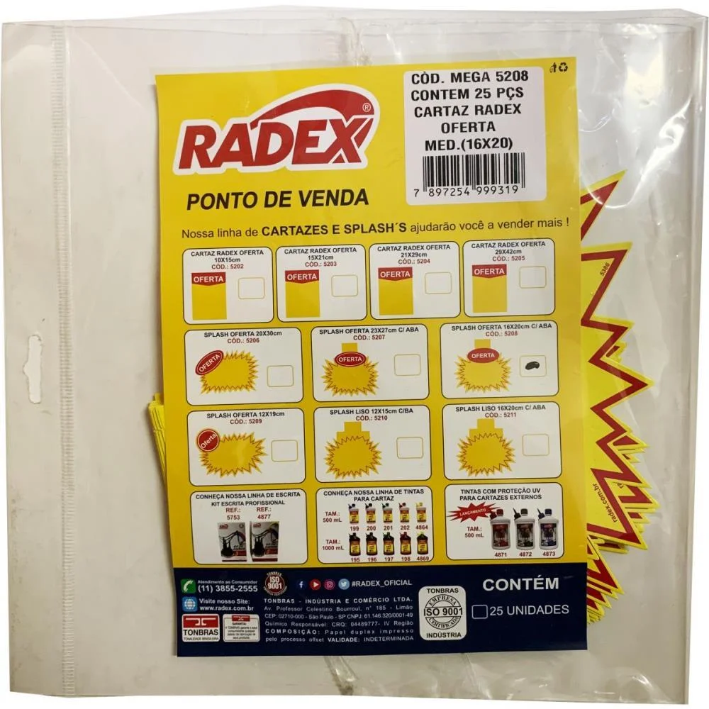 CARTAZ PARA MARCACAO SPLASH OFERTA AMARELO 20X30CM RADEX (PCT.C/100) - imagem 4