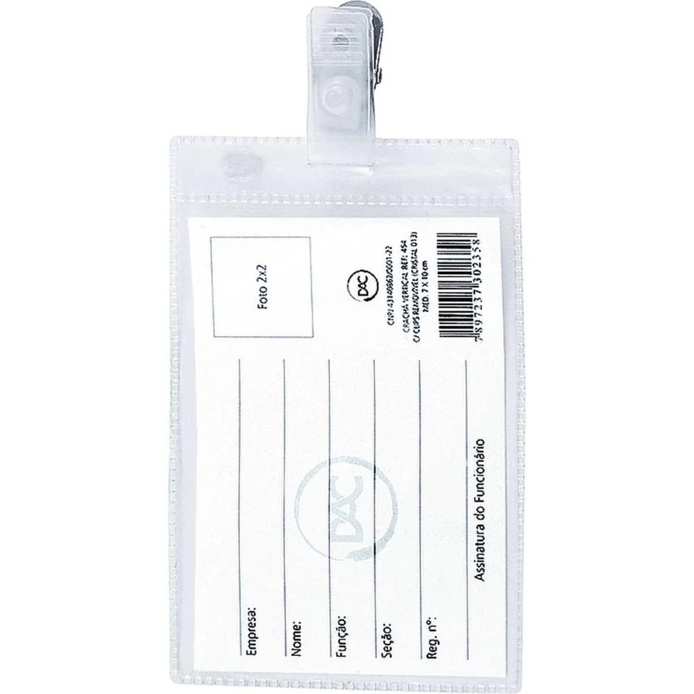 CRACHA COM PRESILHA VERTICAL PRESILHA REM.10X7CM. DAC (PCT.C/50) - imagem 2