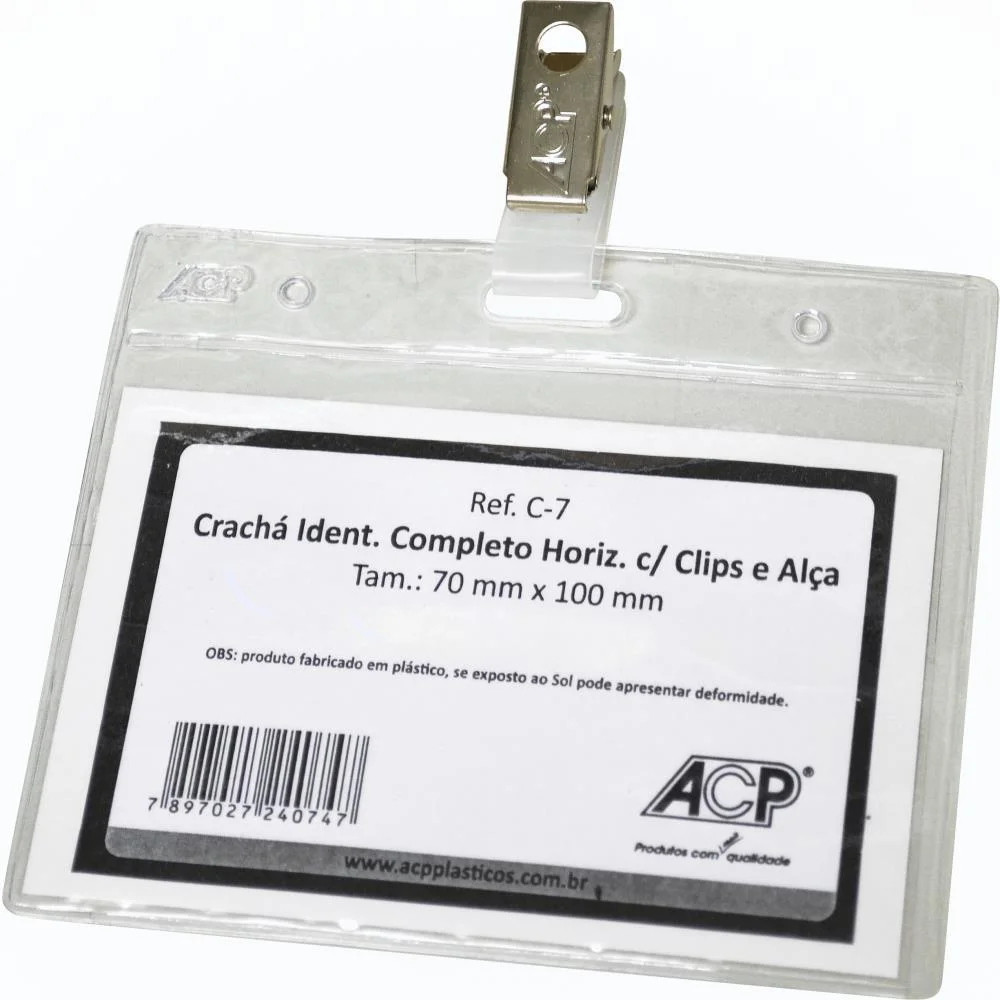 CRACHA COM PRESILHA CRISTAL HORIZ.C/CLIPS ACP (PCT.C/50) - imagem 2