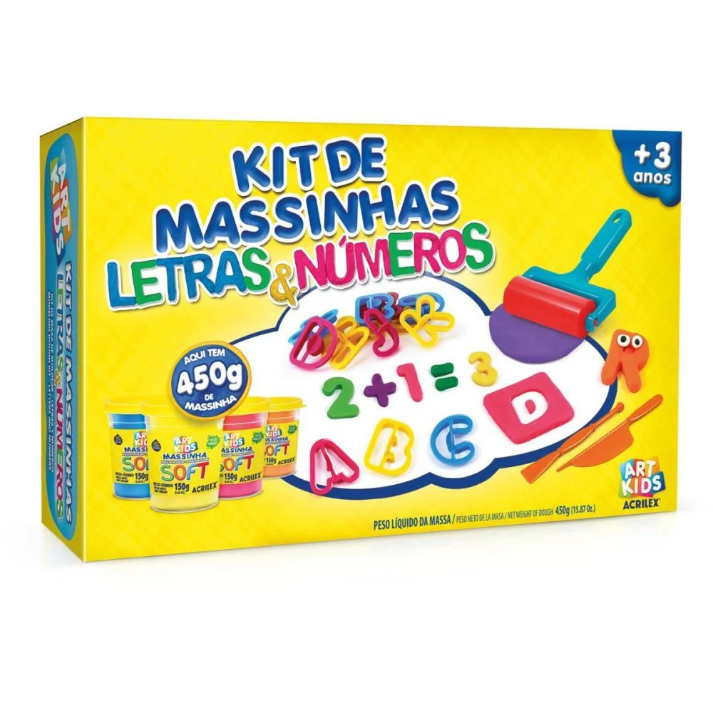MASSA PARA MODELAR CRIATIVA ART KIDS LETRAS E NUMEROS 450G ACRILEX (UNIDADE) - imagem 3