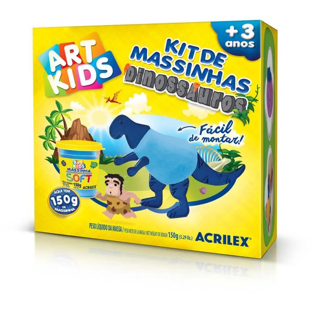 MASSA PARA MODELAR CRIATIVA ART KIDS DINOSSAURO 2 AZUL ACRILEX (UNIDADE) - imagem 2