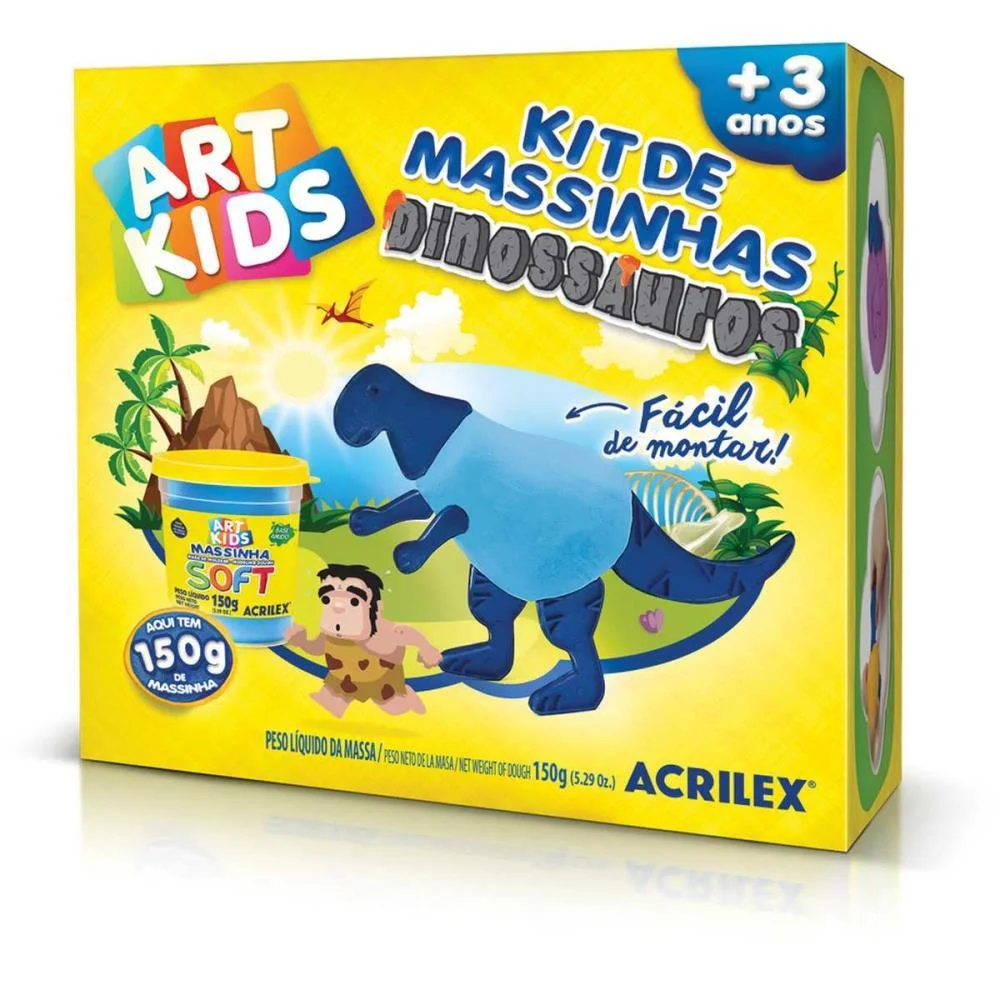 MASSA PARA MODELAR CRIATIVA ART KIDS DINOSSAURO 2 AZUL ACRILEX (UNIDADE) - imagem 4