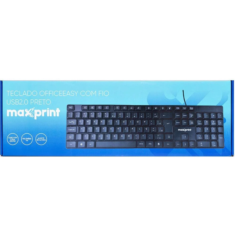 TECLADO USB 2.0 OFFICE EASY PRETO MAXPRINT (UNIDADE) - imagem 6