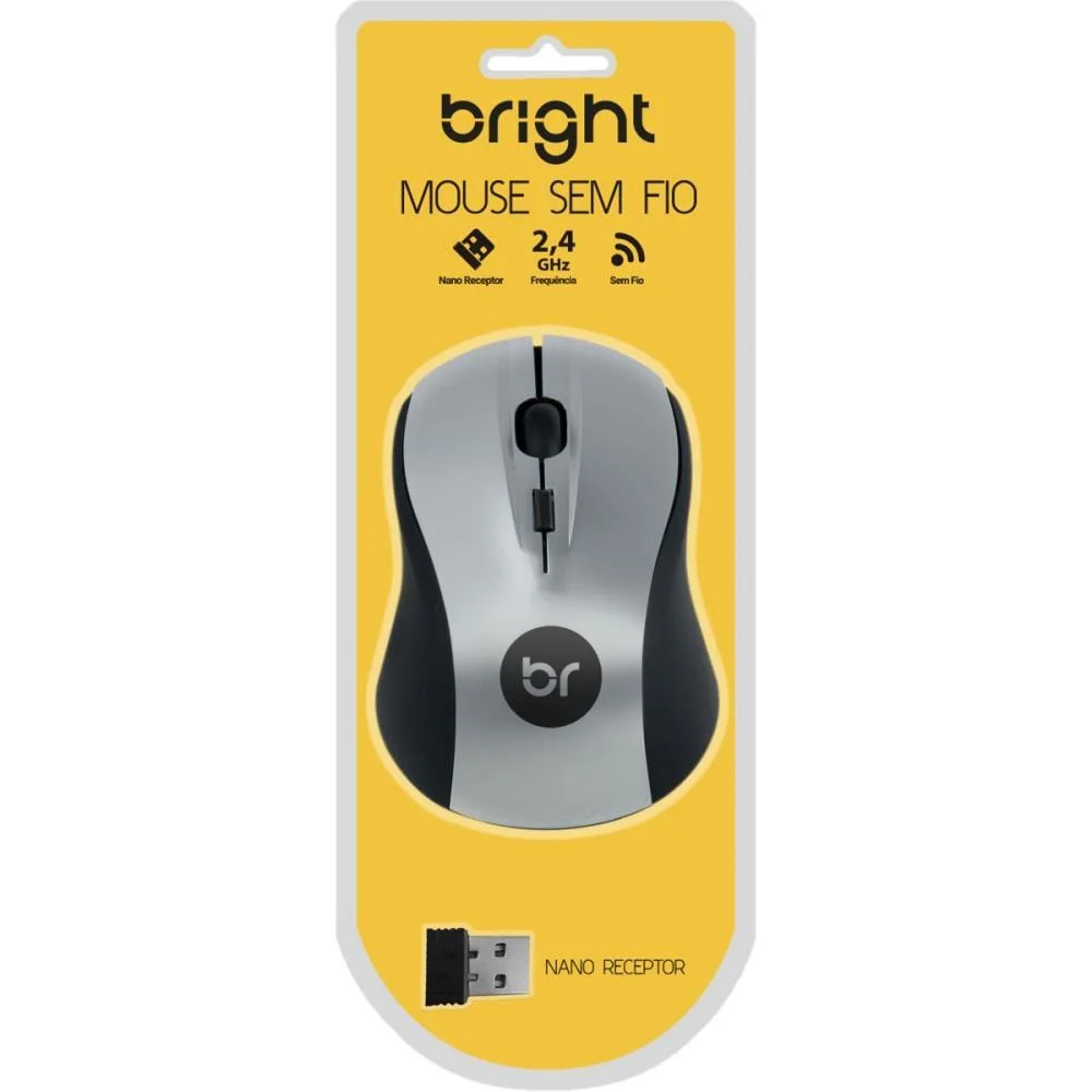 MOUSE OPTICO SEM FIO SUICA 1600DPI 2.4GHZ P/8MTS BRIGHT (UNIDADE) - imagem 4