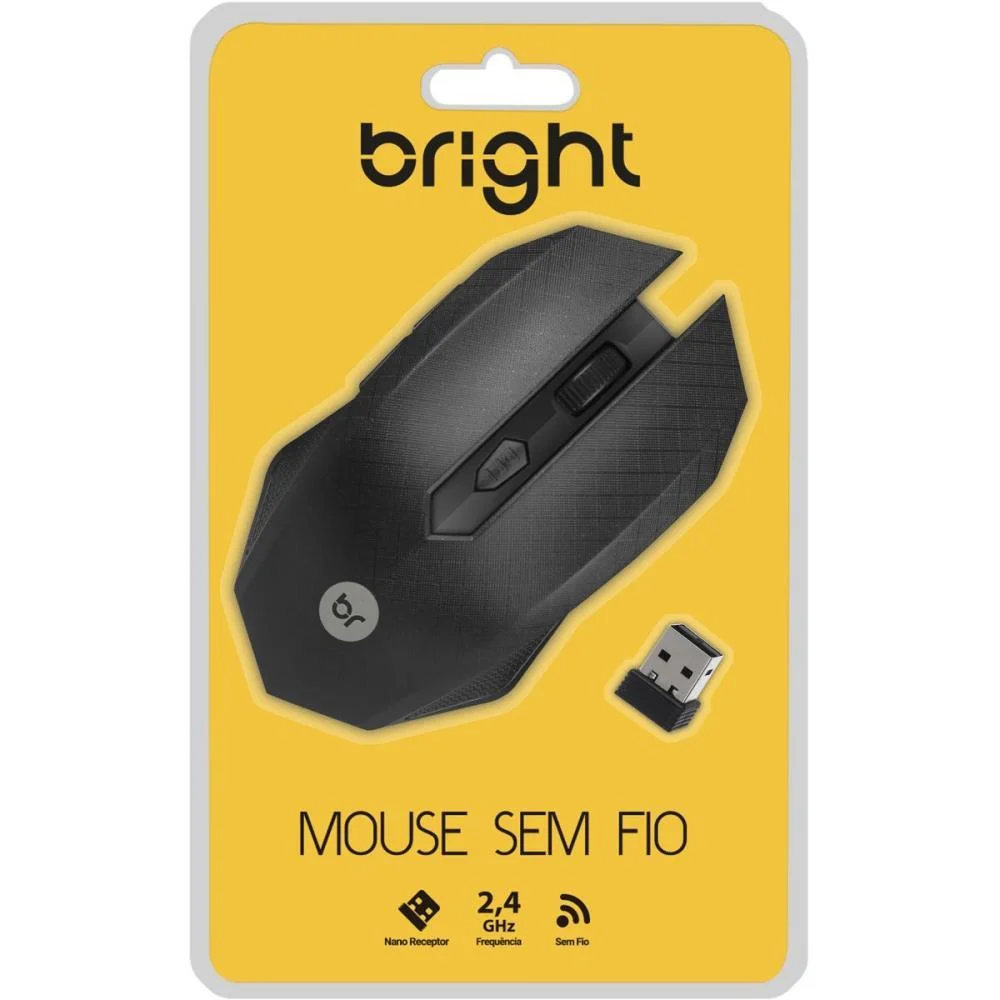 MOUSE OPTICO SEM FIO 1200DPI 2,4GHZ USB PRETO BRIGHT (UNIDADE) - imagem 3