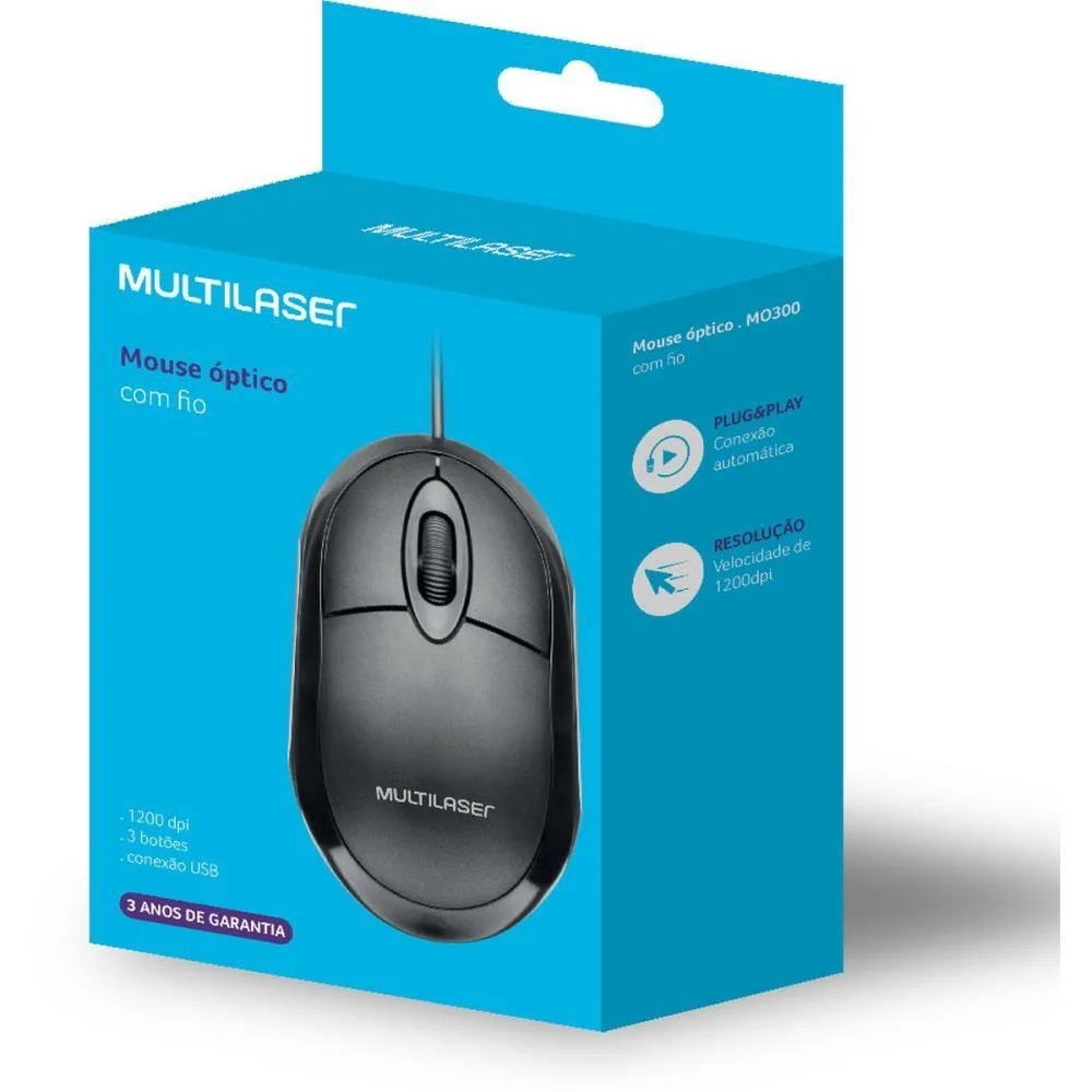 MOUSE OPTICO USB 1200DPI CLASSIC PRETO C/SCROLL MULTI (UNIDADE) - imagem 6